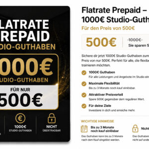 Flatrate Prepaid 1000 € Studio-Guthaben für den Preis von 500 €